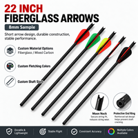 Flèches de carabine à poulies en fibre de verre de 22 pouces, flèches courtes personnalisées, flèches de carabine à poulies OEM personnalisées, tiges de flèches en fibre de verre, différentes tailles disponibles