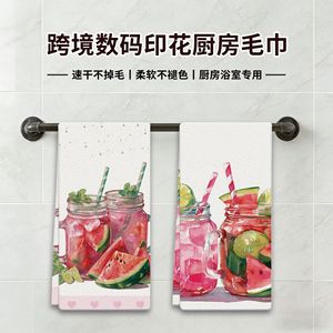 Paños de Cocina de Microfibra 45x66cm con Diseño de Sandía de Verano, Decorativos para Uso en la Cocina, Paño Rectangular para Platos, Juego de 2 - Product Image 5