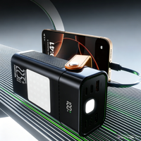 Baterai Li-Polymer 50000/60000mAh 22.5W Pengisian Cepat Power Bank dengan Kabel 4-in-1 yang Dapat Dilepas, Senter LED & Pegangan Jinjing
