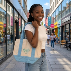 Bolsas de Mano NUEVAS de Trader Joe's, Color Pastel, Envío Gratis, Personalizadas, de Dos Tonos, Reutilizables, de Lona, para Compras en el Supermercado, para Mujer - Product Image 3