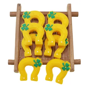 Cuentas de silicona focales de herradura amarilla para el Día de San Patricio personalizadas, trébol verde para bolígrafo DIY, fabricación de cuentas, accesorios de joyería