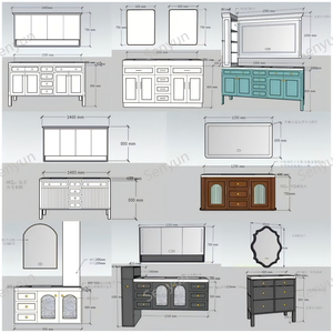 وحدة حمام عصرية قائمة على الأرض مع مرآة ذكية وإضاءة LED تعمل باللمس وحوض غسيل وطاولة تزيين للاستخدام المدرسي - Product Image 5