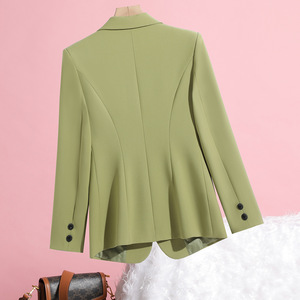 Green Fitted Blazer For Women Slim Fit Solid Color Spring Autumn Style 2026 Casual Wear - Product Image 3