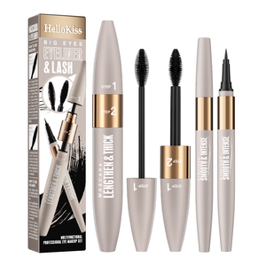 Gel minéral 2-en-1 pour cils et eye-liner – Formule waterproof allongeante et recourbante – Maquillage noir pour les yeux – Marque privée - Product Image 1