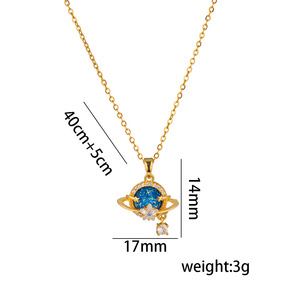 BASQUESUN Collana Personalizzata all'Ingrosso con Pianeta Blu e Stelle, Gioielli Romantici Estivi Resistenti allo Sbiadimento - Product Image 3