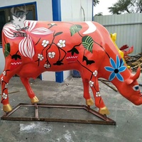 Venta al por Mayor de Estatuas de Toro de Resina de Tamaño Real Personalizadas, Escultura de Vaca de Fibra de Vidrio en Oferta para Decoración de Granjas