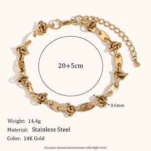 Bracelet noué <span class=keywords><strong>de</strong></span> grains <span class=keywords><strong>de</strong></span> café Bracelets <span class=keywords><strong>de</strong></span> <span class=keywords><strong>cheville</strong></span> en chaîne faits à la main en acier inoxydable plaqué or 14 carats - Product Image 2