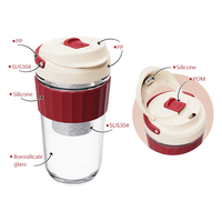 Koffie Thee Fruitinfusie Drinkbeker Glazen reismok met opvouwbaar handvat voor warme en koude dranken Thuiskantoor