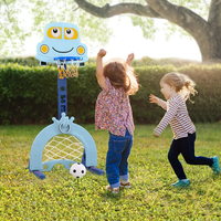Ensemble de jouets de panier de basket-ball multifonctionnel 4 en 1 pour enfants, réglable et portable, pour l'intérieur