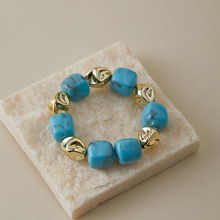 Luoyan rétro <span class=keywords><strong>Couple</strong></span> connecté Bracelet personnalité bricolage bijoux faits à la main élastique résine irrégulière 14mm perles Bracelet fabricant - Product Image 3