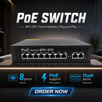 Conmutador Ethernet POE ANPA AP-1028PE de 10 Puertos 10/100Mbps, 2 Uplinks, Protección contra Rayos de 6KV, Extensión de 250m, SNMP, Capacidad de 2.0Gbps, QoS
