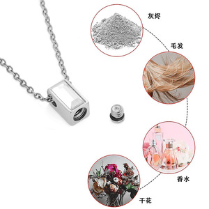 Rechteckige Kristall-Tierurnen-Halskette aus Edelstahl, hohles Medaillon zum Aufbewahren von Tierasche und Haaren, Erinnerungsstück für Hund und Katze - Product Image 4