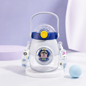 Leak Proof Children's Water Cup Food Grade Plastic Big Belly Straw Cup for Children Portable Flip Cover Sucker <b>Kettle</b> - Product Image 2