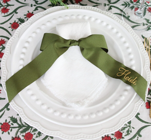 Servilletero con lazo de satén personalizable, regalos de boda personalizados bordados para invitados, decoración de platos, servilletas, corbatas, decoración de boda
