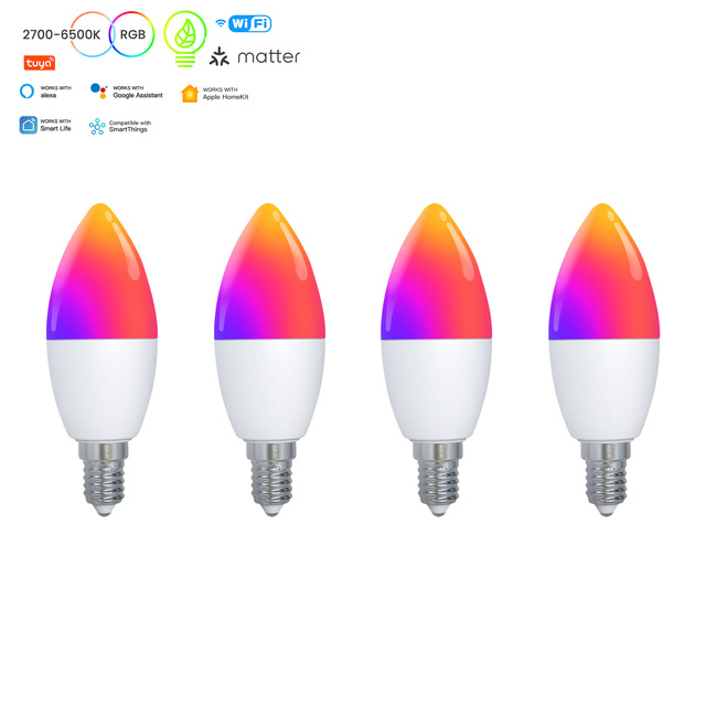 Hot Selling Products 2026 New Smart Bulb Matter WiFi Smart Home Products Led Bulb Led Candle Light Tuya Smart Life RGB Bulb