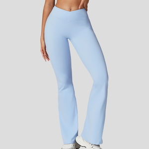 Pantalones de Yoga de Cintura Alta con Corte en V, de Secado Rápido, Casuales, Deportivos, de Pierna Ancha, Levanta Glúteos, Sólidos, al por Mayor - Product Image 3