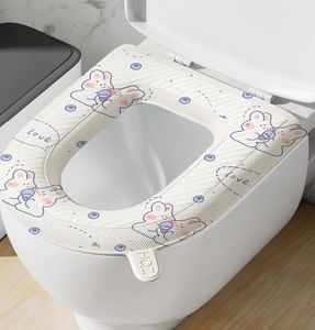 Fundas de asiento de inodoro de animales de dibujos animados, cubierta de <span class=keywords><strong>tapa</strong></span> suave, cierre cálido <span class=keywords><strong>Universal</strong></span>, alfombrilla de herramientas, juego de cojines para Baño - Product Image 4