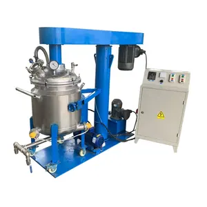 Hydraulic lift vacuum dissolver with jacketed tank liquid agitator dispersing disperser mixing mixer machine