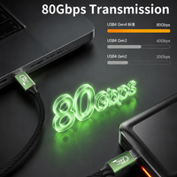 Cable de Datos USB C Thunderbolt 5 de 80 Gbps, Flexible, OD3.4mm, Delgado, Tipo C, Carga Rápida PD