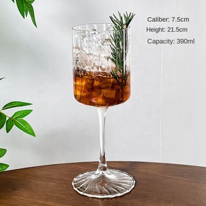 Copa de cóctel alta a rayas verticales Retro soplada a mano de primera calidad, <span class=keywords><strong>vino</strong></span> tinto caliente romántico de gama alta para copa de champán ligeramente Tipsy - Product Image 5