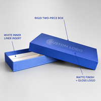 Boîte d'emballage rigide personnalisée en deux parties avec couvercle et base, insert en carton blanc, logo brillant, fabrication OEM, vente en gros