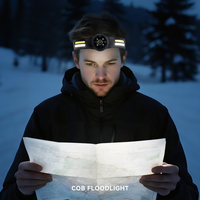 Lampe frontale en silicone à détection gestuelle XPE COB rechargeable avec charge Type-C pour le camping, la randonnée, lampe frontale à induction