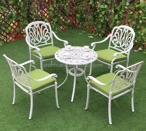 Ensemble de table et chaises de <span class=keywords><strong>bistrot</strong></span> d'extérieur en aluminium blanc, 5 pièces, pour jardin, patio, cour, balcon, meubles de salle à manger imperméables - Product Image 2