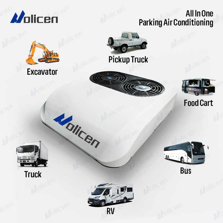Battery 24v 12v Semi Truck Ac Unit Rooftop Air Conditioner Camper Roof Mounted Parking Air Conditioner for Van Tractor Rv Cars