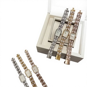 นาฬิกาควอตซ์สแตนเลสสตีลหรูหราสำหรับผู้ชาย สายหนัง ดีไซน์ตูร์บิญอง กันน้ำ ประดับเพชรและคริสตัล - Product Image 1