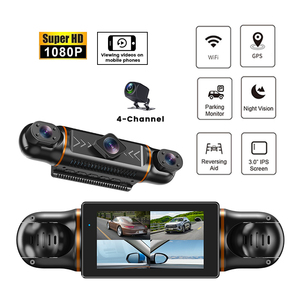 360 graden <span class=keywords><strong>4</strong></span> camera's 1080P auto DVR WiFi GPS nachtzicht 3-inch dubbele lens dashcam <span class=keywords><strong>4</strong></span>-kanaals autocamera <span class=keywords><strong>4</strong></span>-weg auto dashcam - Product Image 1