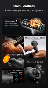 Pistola de Masaje Profesional de Alta Potencia 35kgf, Vibración Intensa, Masajeador de Tejido Profundo con Impulsos para Fascia - Product Image 3