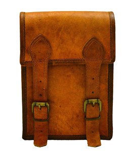 กระเป๋าถือสะพายข้างหนังแท้สีน้ำตาลคลาสสิกวินเทจทำด้วยมือทำในอินเดียแท็บเล็ตสะพายไหล่ใช้ได้ทั้งชายและหญิง - Product Image 1