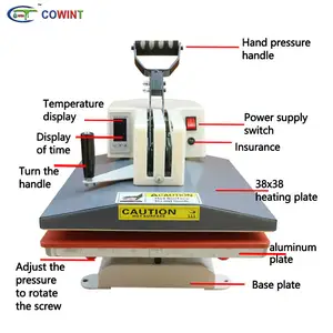 Cowint15 x15 pneumatic silicone slide for heat transfer press machine sublimation Heat Press Machine For Heat Transfer Vinyl