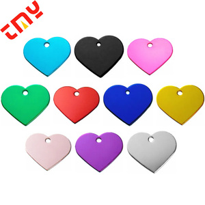 Laser Blanks Wholesale Aluminium Cat Dog Tags Custom Flag Design Heart Shape With Engraving Pet Id Metal Crafts for Dag Tag
