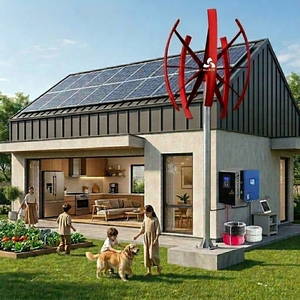 Sistemas completos de energía eólica y solar híbrida de uso doméstico monofásica de alta eficiencia sin ruido con turbina eólica vertical - Product Image 1