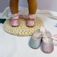 Chaussures plates à lacets pour poupée de 7 cm, paillettes arc-en-ciel, chaussures de princesse, adaptées aux poupées American Girl de 18 pouces, accessoires pour poupées, vente en gros