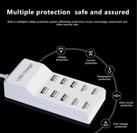 Adaptador de fuente de alimentación de Carga inteligente multipuerto de 50W, más de 10 puertos, cargador de pared USB para estación de carga de escritorio para portátiles de la UE y EE. UU.