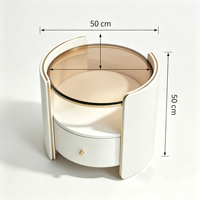 Table de chevet ronde, table de chevet minimaliste italienne de luxe, table d'appoint moderne incurvée avec rangement pour chambre à coucher
