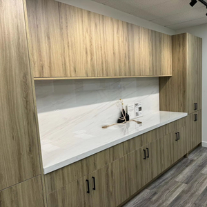 ตู้ไม้วีเนียร์สไตล์ยุโรปไม้เนื้อแข็ง RTA ตู้ครัวดีไซน์ทันสมัย - Product Image 1