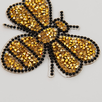 Petit MOQ, Prêt à expédier : Applique thermocollante en strass motif abeille, Patch en cristal à fixation à chaud pour vêtement