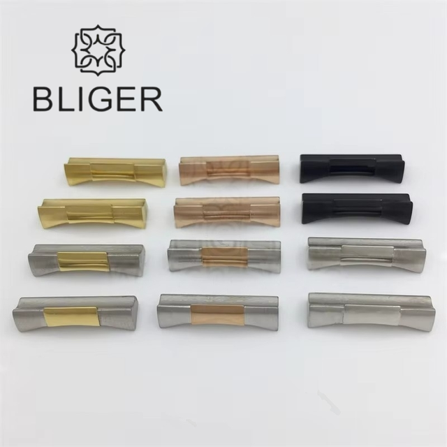 Bliger 20mm Stainless Curved End Link Seamless Connection Watch Breathable Rubber Leather Strap