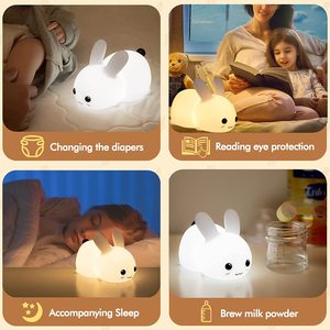 Mini <span class=keywords><strong>veilleuse</strong></span> led rechargeable en silicone doux au toucher pour enfants, lampe en forme de lapin - Product Image 4