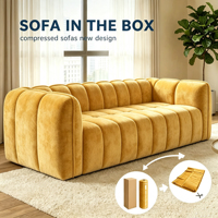 Vakuumkomprimiertes Chenille-Stoffsofa mit hochdichtem Schwamm, verpackt in Kartons, Wohnzimmer-Sofa