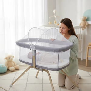Culla Portatile per Neonati di <span class=keywords><strong>Piccole</strong></span> <span class=keywords><strong>Dimensioni</strong></span>, <span class=keywords><strong>Lettino</strong></span> per Neonati Facile da Installare, Culla da Viaggio Pieghevole Rapida - Product Image 6