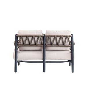 Modern Aluminum Two Seat Thick Cushions Braided Rope <b>U</b>-Shaped Back Eco-Friendly Garden Sofa - Product Image 3