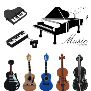 Dibujos animados PVC guitarra USB 2,0 64GB 32GB 16GB <span class=keywords><strong>Flash</strong></span> Drive logotipo personalizado 3,0 128GB 64GB Pendrive Pen Drive música regalo 8GB USB Stick - Product Image 1