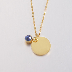 2021การออกแบบใหม่สแตนเลสสร้อยคอวันเกิดที่กำหนดเองว่างเปล่าที่มี12 Birthstone ดิสก์จี้สร้อยคอ - Product Image 5
