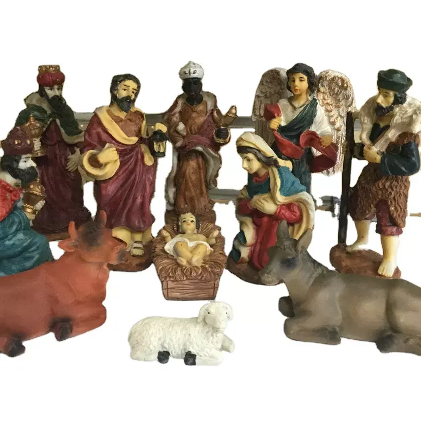 Resin Handmade Eleven piece, 5.5 inches resin Christmas Nativity Characters Statue Home Decoration