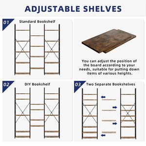 Ba cột 5 tầng kệ sách kệ sách với 14 mở hiển thị kệ cho cho phòng khách, nhà văn phòng, phòng ăn - Product Image 3