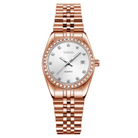 Jam Tangan Wanita Quartz YHMEI Baru dengan Tali Stainless Steel, Tahan Air, Dial Klasik, Fungsi Lampu Malam, untuk Kegunaan Sehari-hari